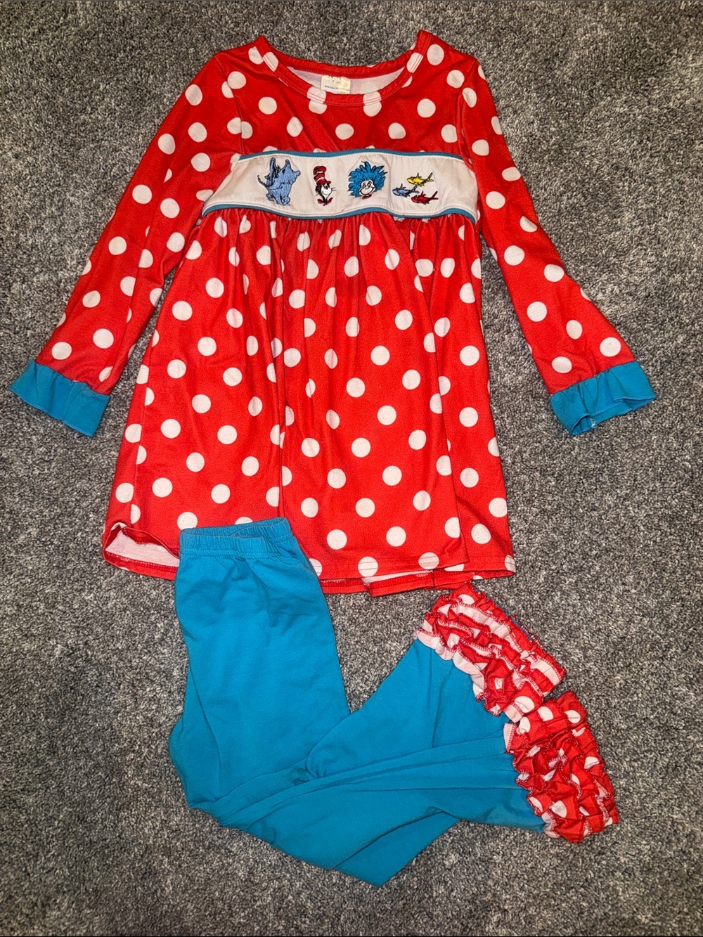 Dr. Seuss Red White Polka Dot & Blue Kids Matching Set
